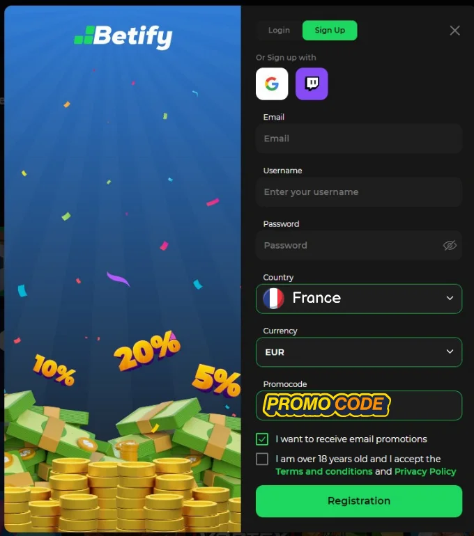 betify s'inscrire